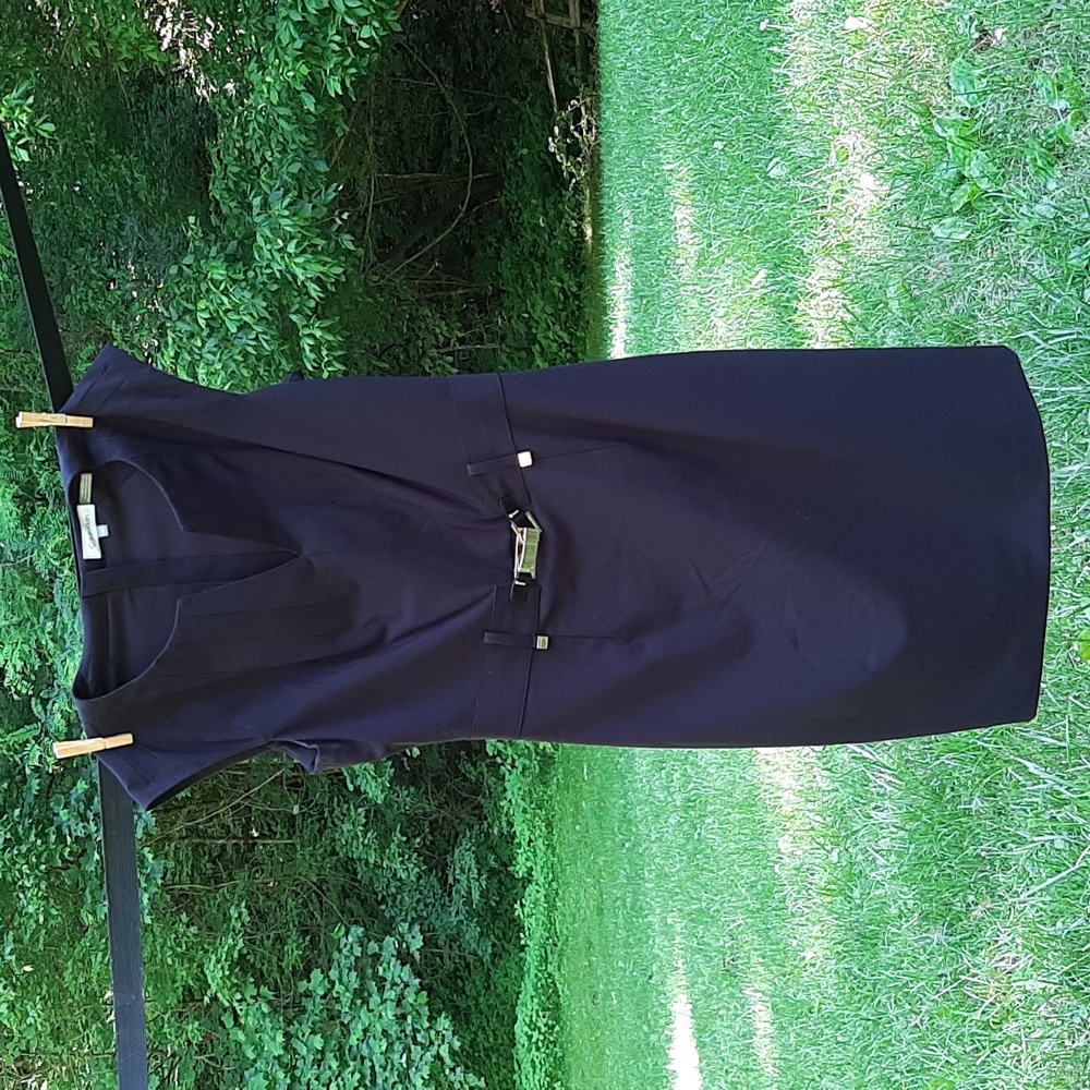 Black Calvin Klein business attire dress with gold buckle ladies size 6